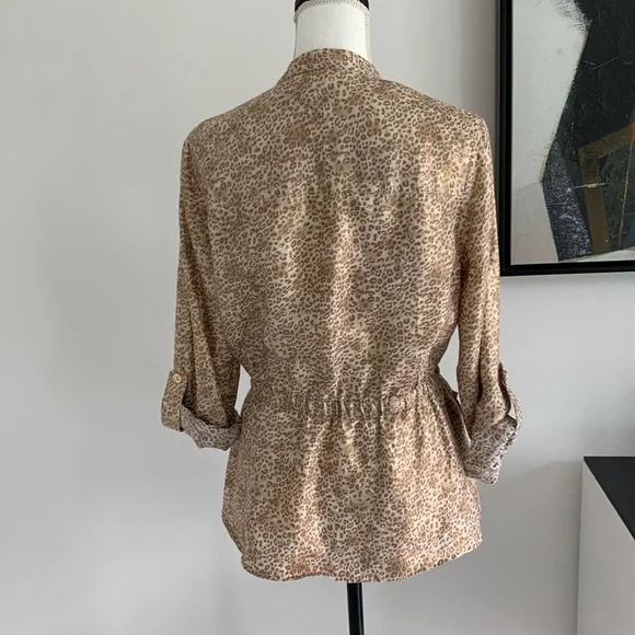 Charter Club 100% linen gold shimmer safari jacket M - Picture 4 of 8